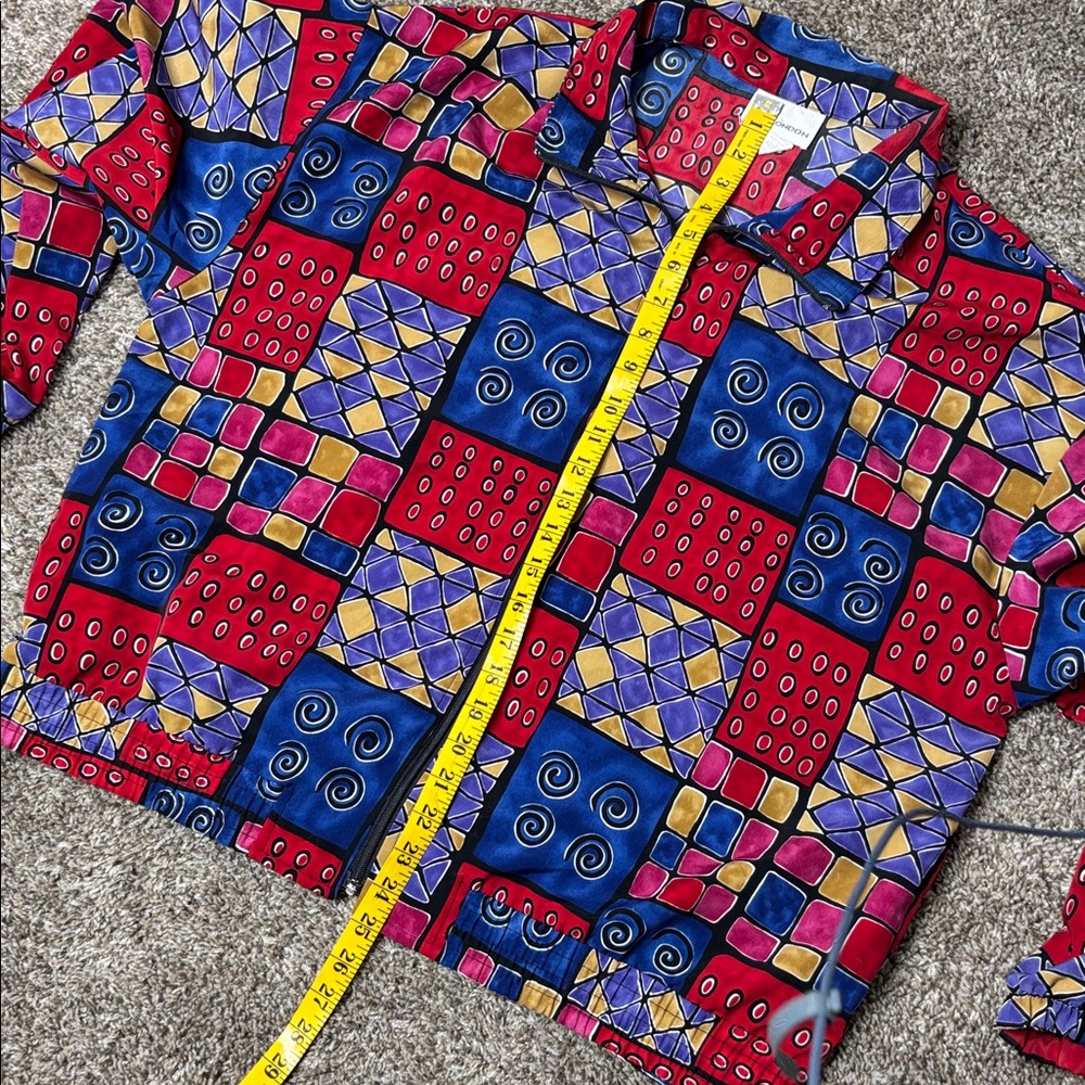 Vintage Patchwork Geometric Bomber Windbreaker Ja… - image 5